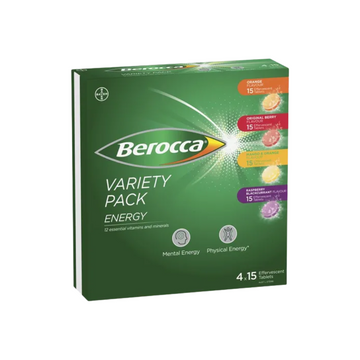 Berocca Mixed Flavours Energy Effervescent Tablets, 60Tablets