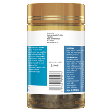 Healthy Care Bilberry Lutein, 120 Capsules