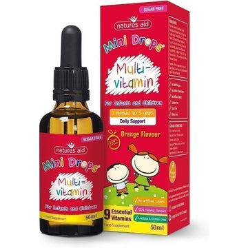 Natures Aid Mini Drops Multi-vitamin for Infants and Children 50ml | Vegan | Sugar Free