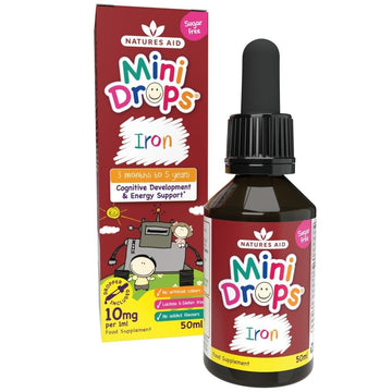 Natures Aid Mini Drops Iron, 50ml (with vitamin C, B12 & Folic Acid)