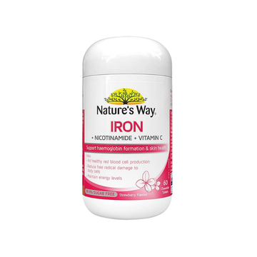 Nature's Way Iron + Vitamin C Vitamin B3 Chewables, 60 Tablets