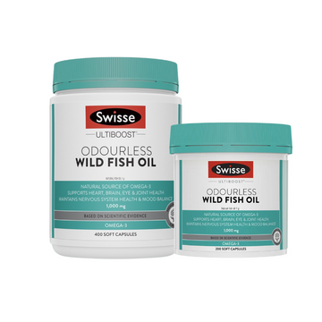 Swisse Ultiboost Odourless Wild Fish Oil 1000mg, 200 Caps | 400 caps