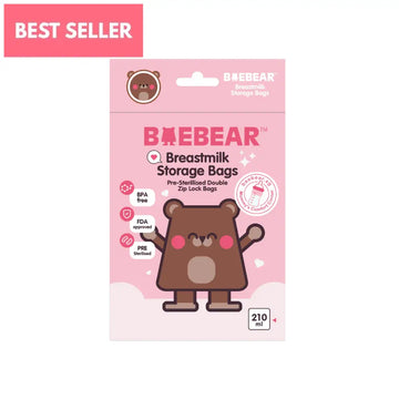 Baebear Breastmilk Storage Bags 210ml 30 Presterilized Bags | Double Zip Lock Bags Breastmilk Bag