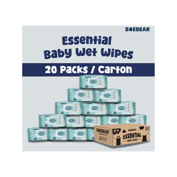 Baebear Essential Baby Wet Wipes 80 Sheets x 20 Packets | Bundle Deal 1600 Sheets 80 Sheets x 20 Packs
