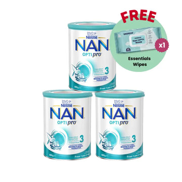 Nestle NAN Optipro Stage 3 800g - Optipro 3 x 3 Tins (Essentials Wipes)