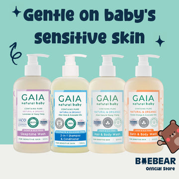 GAIA Organic Baby Bath & Body Wash | Hair & Body Wash | 2 in 1 Shampoo | Sleeptime Bath Wash, 500ml