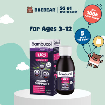 Sambucol Black Elderberry Liquid for Kids + Vitamin C, 120ml