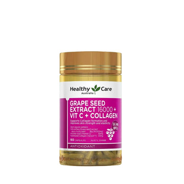 Healthy Care Grape Seed Extract with Vitamin C and Collagen, 90 Capsules