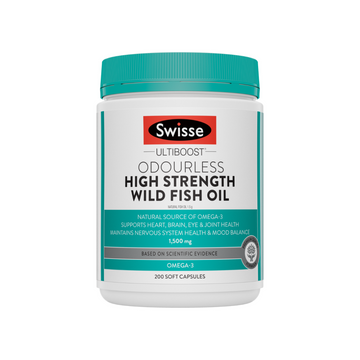 Swisse Odourless High Strength Wild Fish Oil 1500mg, 200 l 400 Capsules