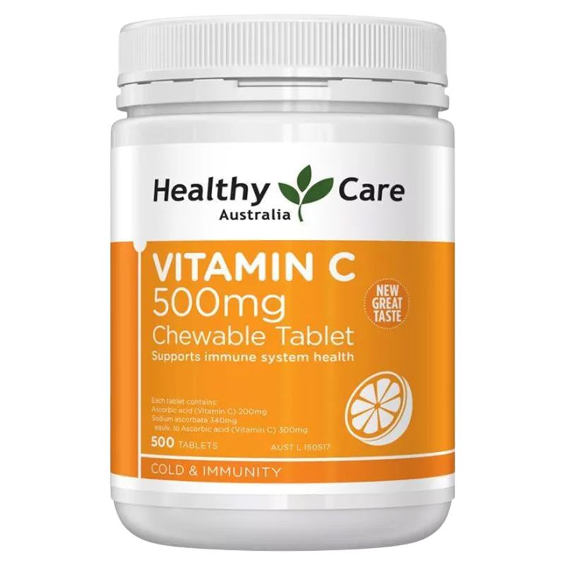 Healthy Care Vitamin C 500mg, 500 Chewable Tablets