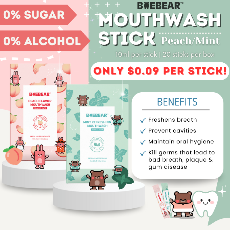 Baebear Portable Mouthwash Stick Disposable Travel Sachet | Convenient MouthWash / Remove Bad Breath