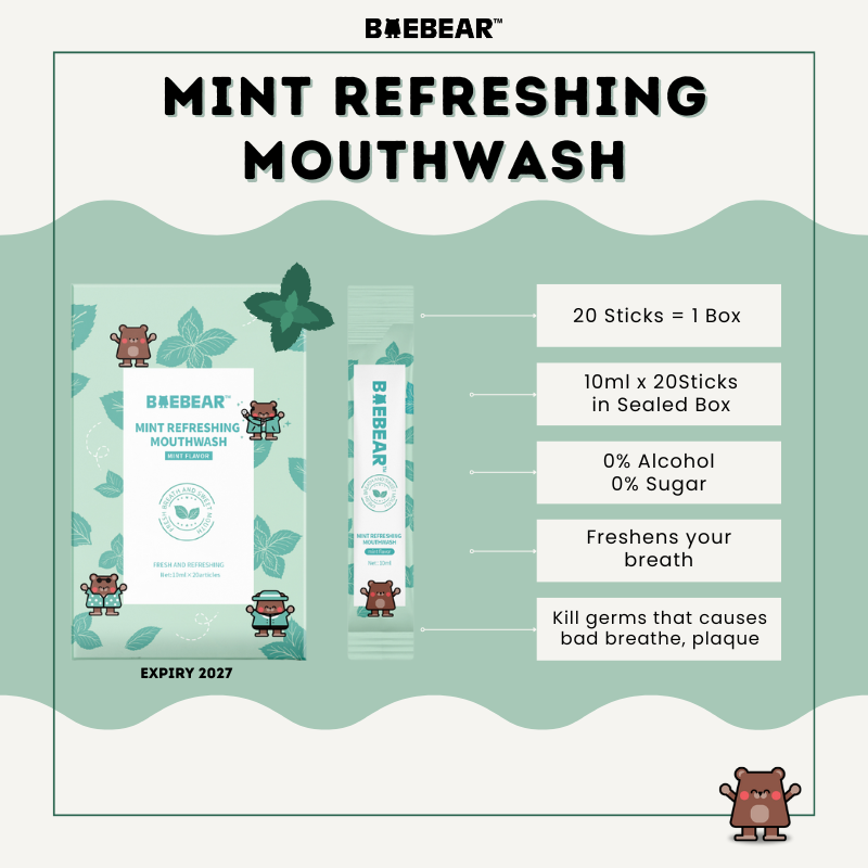 Baebear Portable Mouthwash Stick Disposable Travel Sachet | Convenient MouthWash / Remove Bad Breath