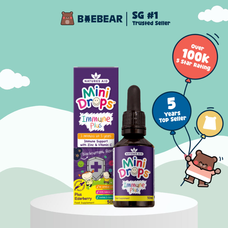 Natures Aid Mini Drops Immune Plus 50ml | Vegan | Zinc | Vitamin C | Folic Acid | Boost Immunity