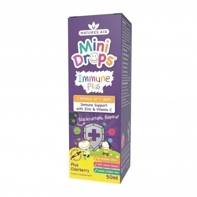 Natures Aid Mini Drops Immune Plus 50ml | Vegan | Zinc | Vitamin C | Folic Acid | Boost Immunity