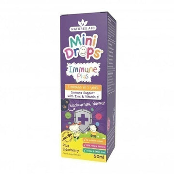 Natures Aid Mini Drops Immune Plus 50ml | Vegan | Zinc | Vitamin C | Folic Acid | Boost Immunity