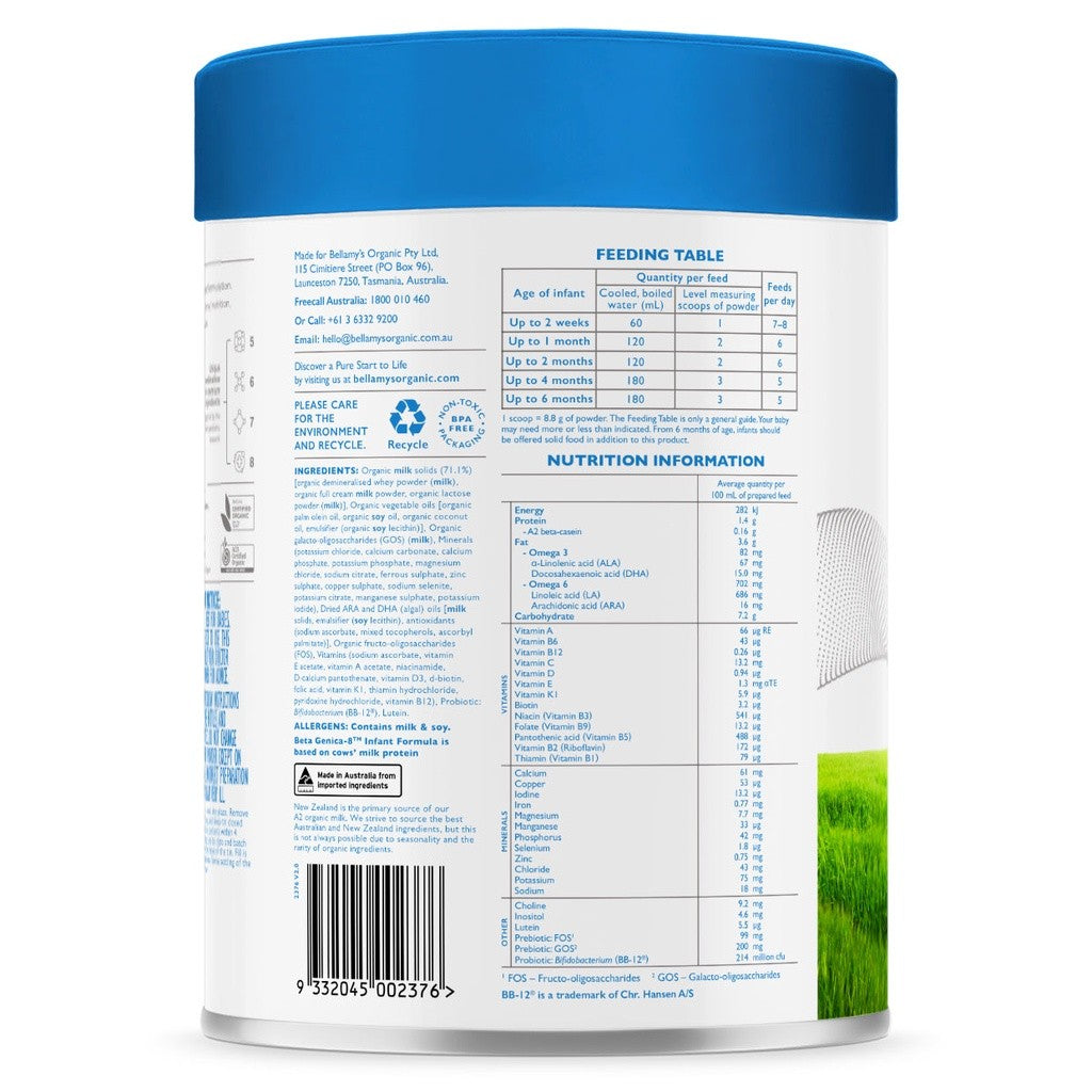 Bellamy's Organic Beta Genica-8™ Step 1/ Step 2, 800g