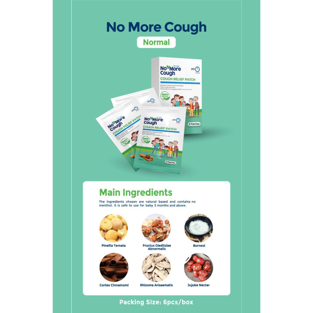 No More Cough Cough Relief Patch Organic Herbal Extraction, 6 Patches