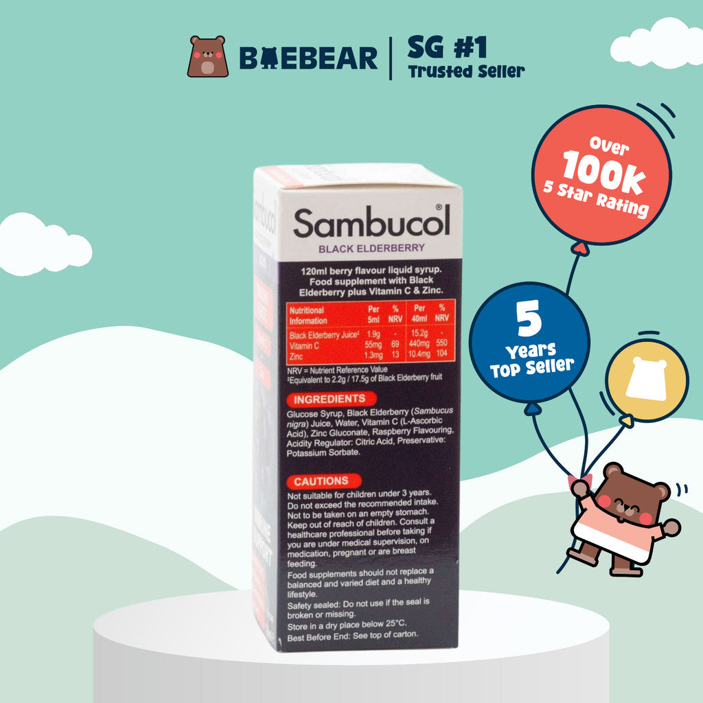 [Bundle of 3] Sambucol Kids Immuno Forte, UK Version (120ml x3) | Immune health