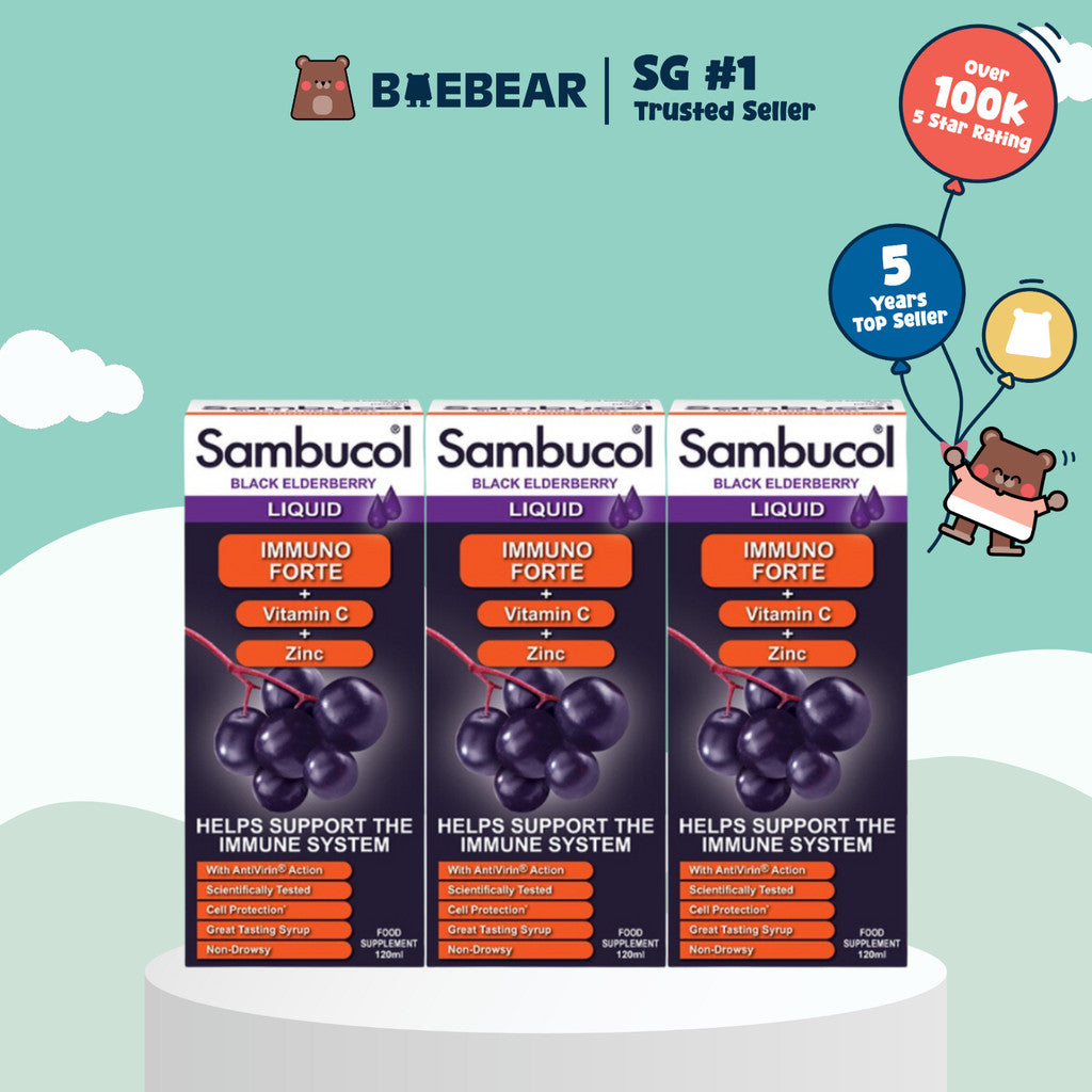 [Bundle of 3] Sambucol Kids Immuno Forte, UK Version (120ml x3) | Immune health