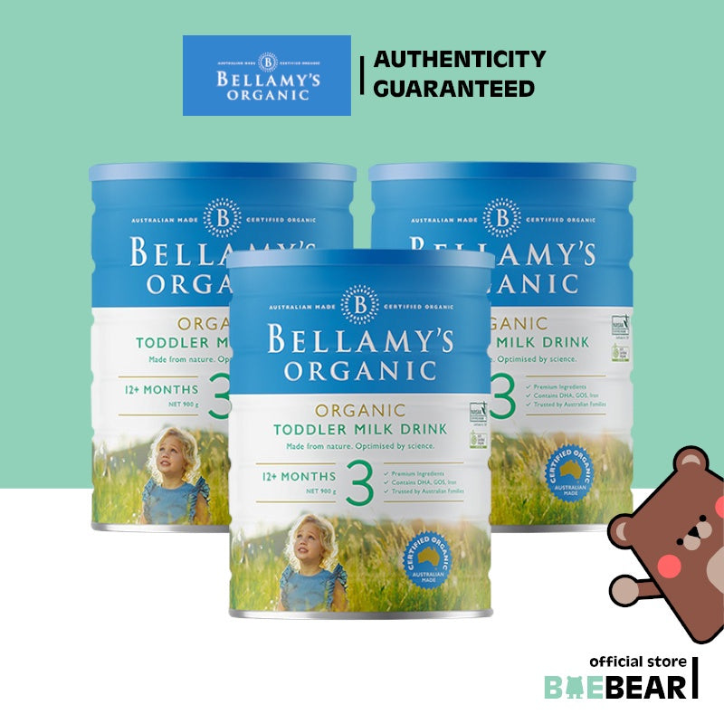 [Bundle of 3] Bellamy's Organic Toddler Milk Drink Step 3, 900g