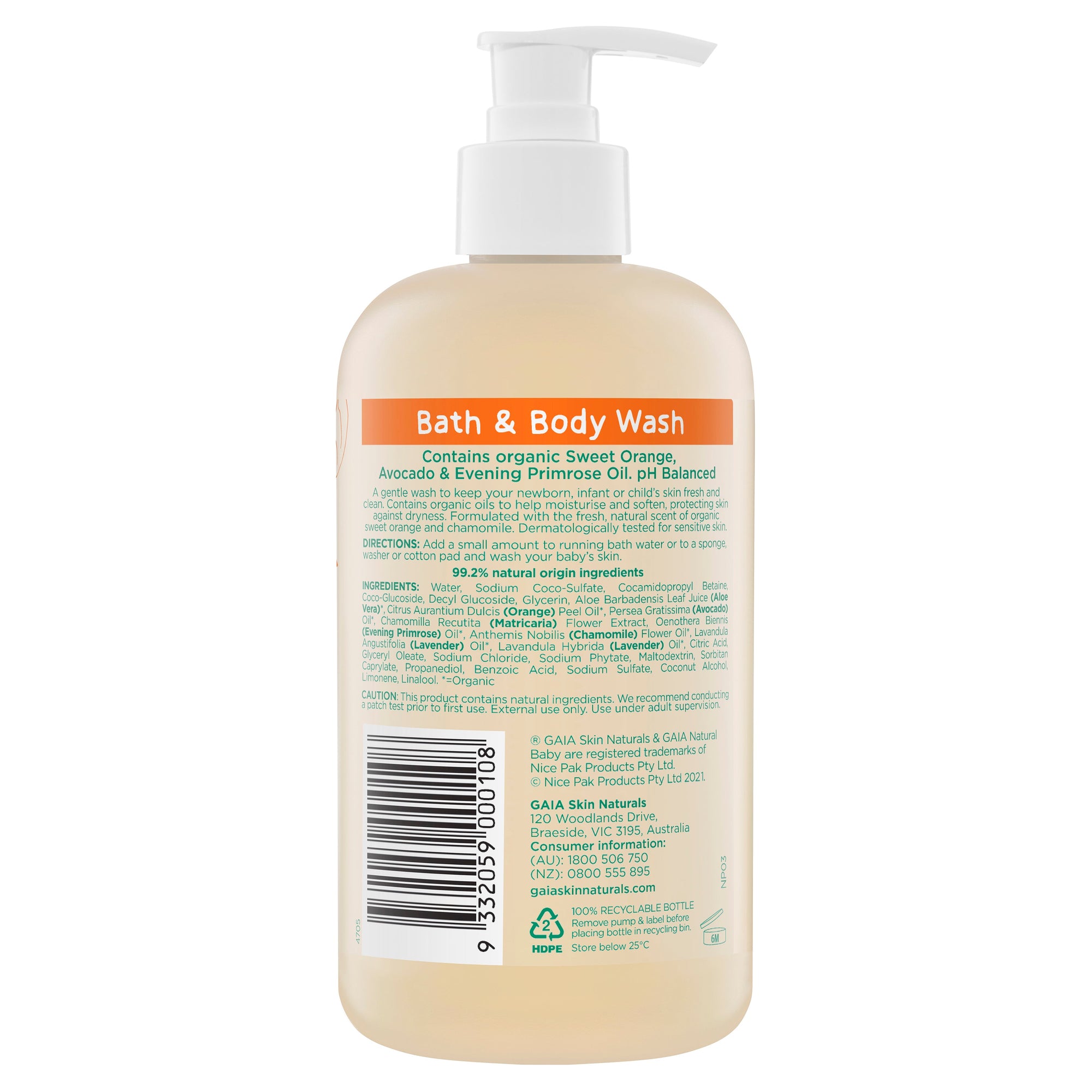 [Organic] GAIA Baby Bath & Body Wash 500mL