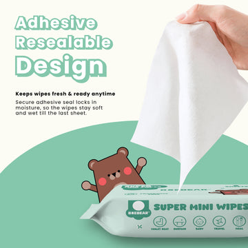 Baebear Mini Baby Wet Wipes, 64 Sheets, Soft Wet Tissue, Hand, Mouth, Body