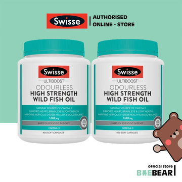 [Bundle of 2] Swisse Odourless High Strength Wild Fish Oil 1500mg 400 Caps