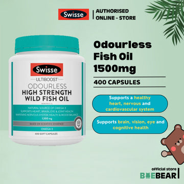 [Bundle of 2] Swisse Odourless High Strength Wild Fish Oil 1500mg 400 Caps