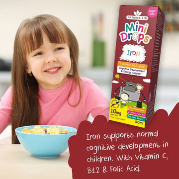 Natures Aid Mini Drops Iron, 50ml (with vitamin C, B12 & Folic Acid)