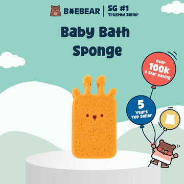 Baebear Natural Baby Bath Sponge | Extra Soft Natural Cotton | Plant-Based Pulp Sponge for Gentle Bath Time