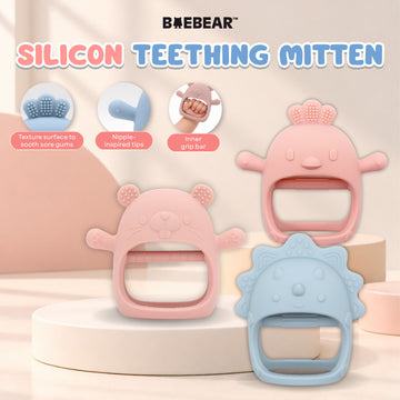 BAEBEAR Baby Silicone Teething Mitten | 100% Food Grade Silicone | 3 Designs