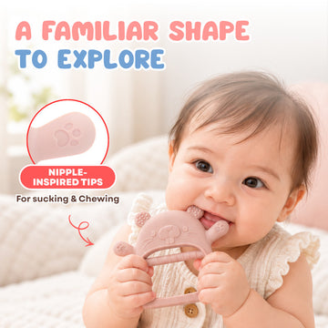 BAEBEAR Baby Silicone Teething Mitten | 100% Food Grade Silicone | 3 Designs