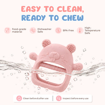BAEBEAR Baby Silicone Teething Mitten | 100% Food Grade Silicone | 3 Designs