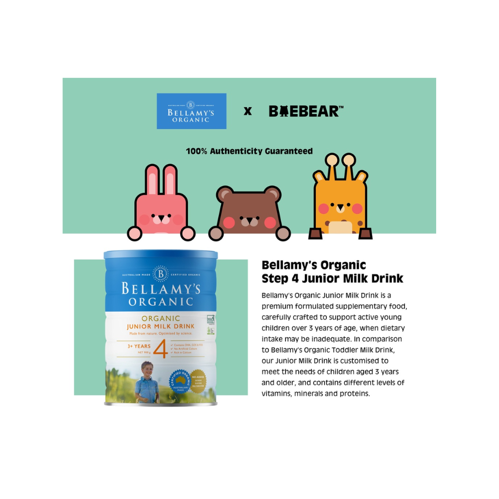 [Bundle of 3] Bellamy's Junior Milk Drink Formula Step 4, 900g