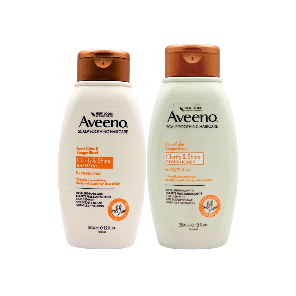 Aveeno Clarify & Shine Shampoo/Conditioner 354mL Apple Cider Vinegar Blend