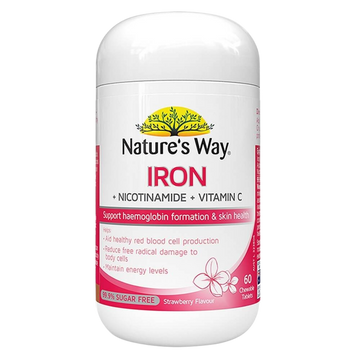 Nature's Way Iron + Vitamin C Vitamin B3 Chewables, 60 Tablets