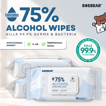 Baebear 75% Alcohol Wipes 50 Sheets 99.9% Disinfection Sanitizing Wet Wipes | Kills 99.9% Germ | Meishiyu Alcohol Wipes
