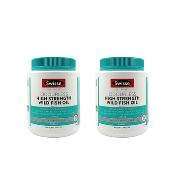 [Bundle of 2] Swisse Odourless High Strength Wild Fish Oil 1500mg 400 Caps