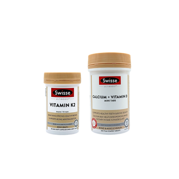 [Bundle] Swisse Ultiboost Vitamin K2 60 Capsules | Calcium + Vitamin D Mini 120 Tablets