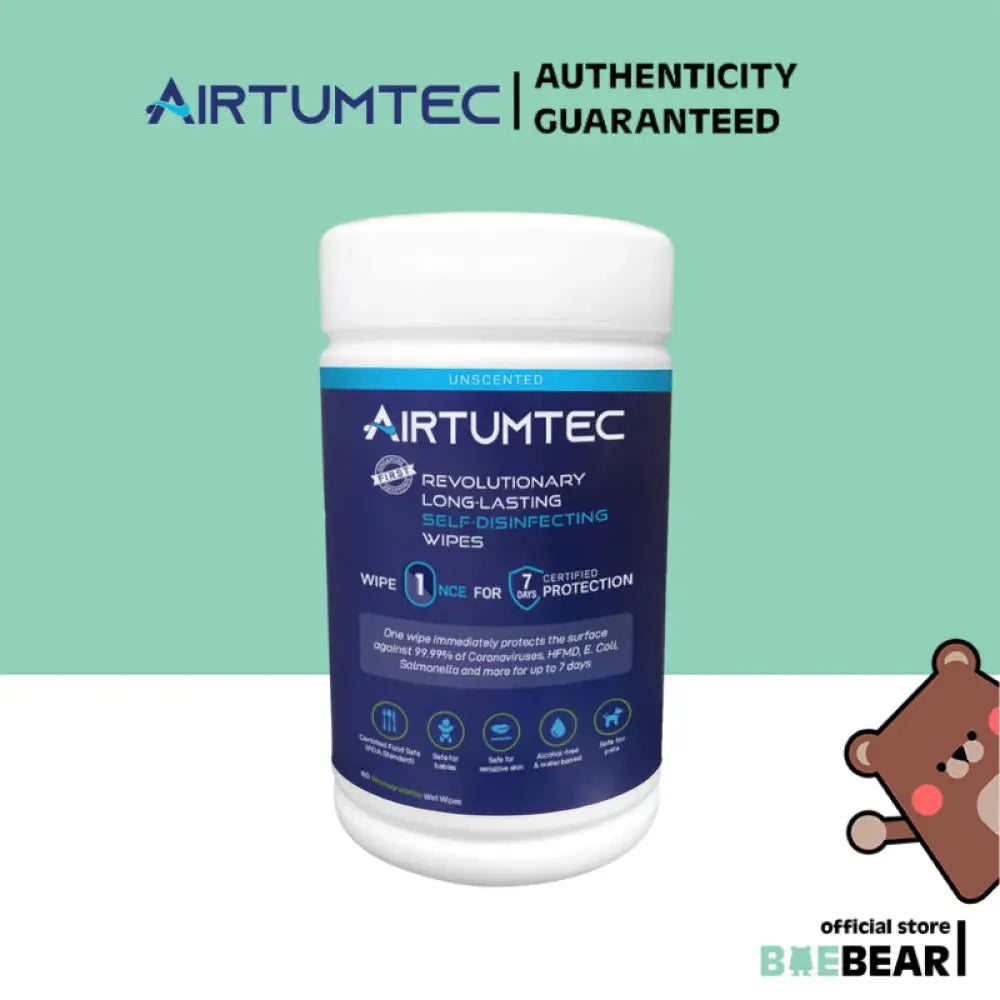 AirTumtec Long Lasting Self Disinfecting Wipes 80 | 40 sheets Unscented 80 Wipes
