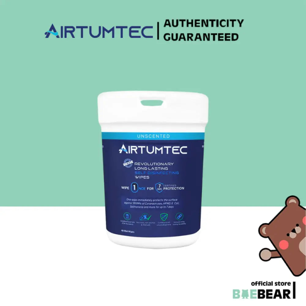 AirTumtec Long Lasting Self Disinfecting Wipes 80 | 40 sheets Unscented 40 Wipes