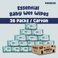 Baebear Essential Baby Wet Wipes 80 Sheets x 20 Packets | Bundle Deal 1600 Sheets 80 Sheets x 20 Packs