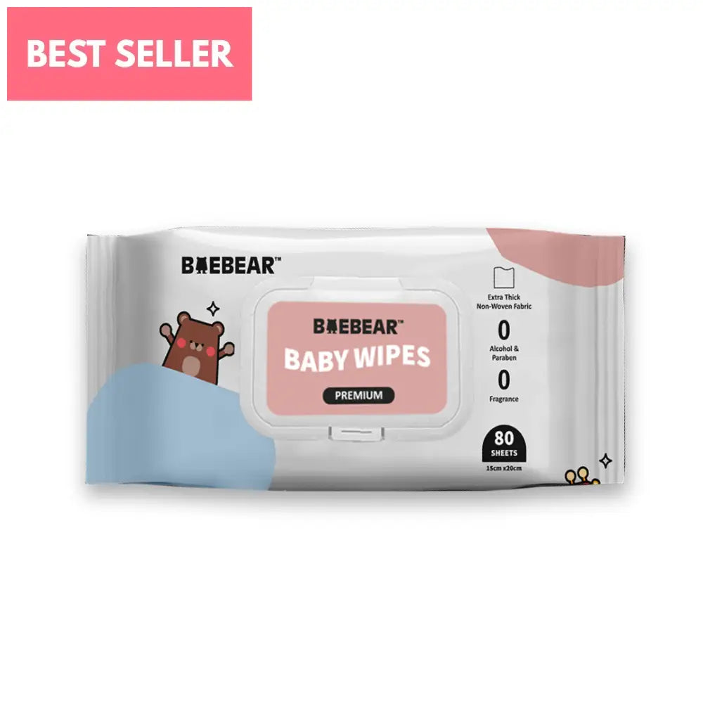 BAEBEAR Premium Baby Wet Wipes 80 Sheets | Gentle for Baby Skin | Extra Thick & Big 65gsm