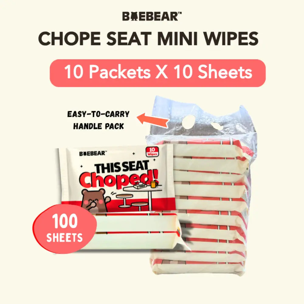 Baebear Premium Mini Chope Seat Wet Wipes 10s x 40 Packs 10sx10 Packs (1 BAG)