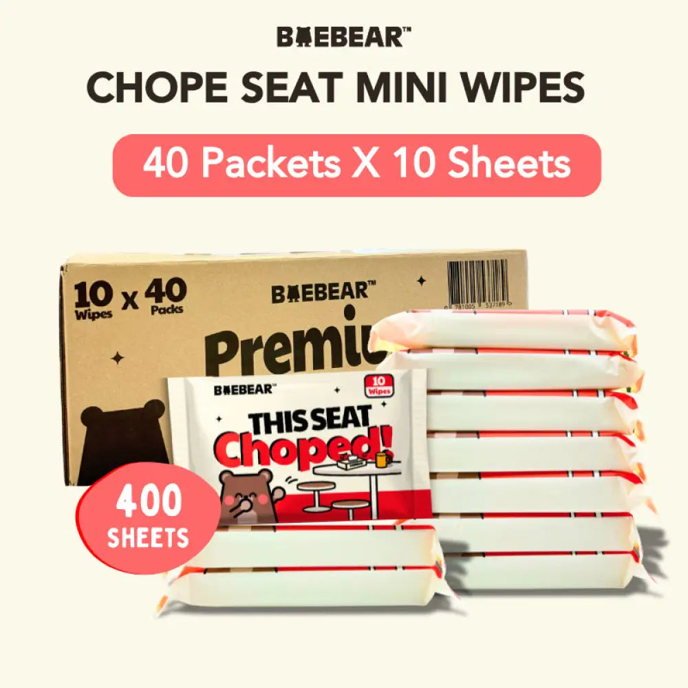 Baebear Premium Mini Chope Seat Wet Wipes 10s x 40 Packs 10sx40 Packs (1CTN)