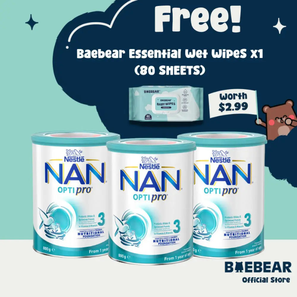(Bundle of 3) Nestle NAN Optipro Stage 3 / Formula Milk / Made in Switzerland | Supreme Stage 3 Nan3 x3TIN(Wipe80s)