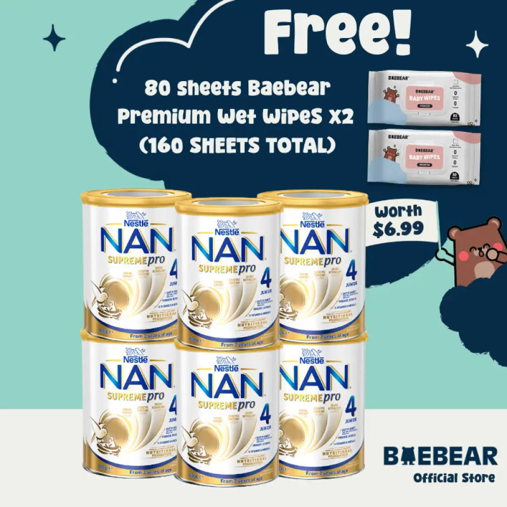 (Bundle of 6) Nestle NAN HA SUPREME 4 800g Sup4 x6TIN(Wipe160s)