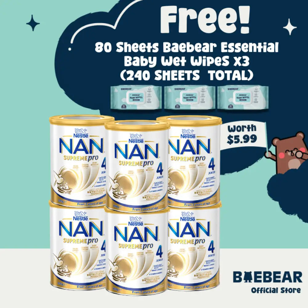(Bundle of 6) Nestle NAN HA SUPREME 4 800g Sup4 x6TIN(Wipe240s)