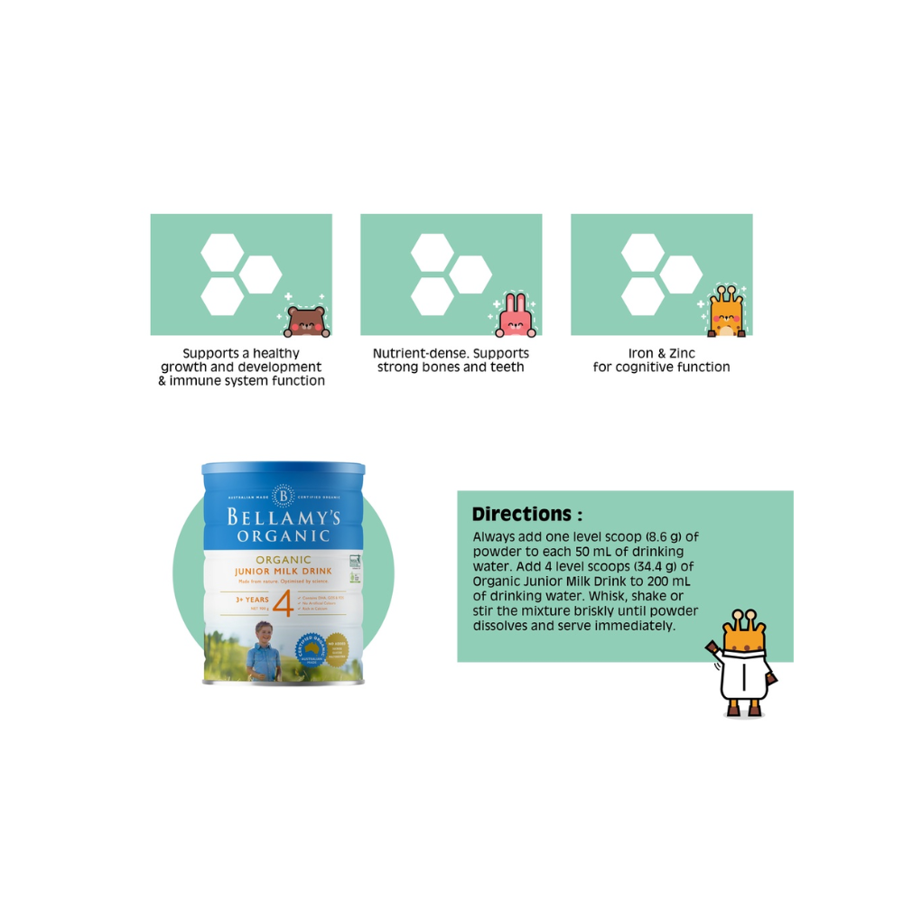[Bundle of 3] Bellamy's Junior Milk Drink Formula Step 4, 900g