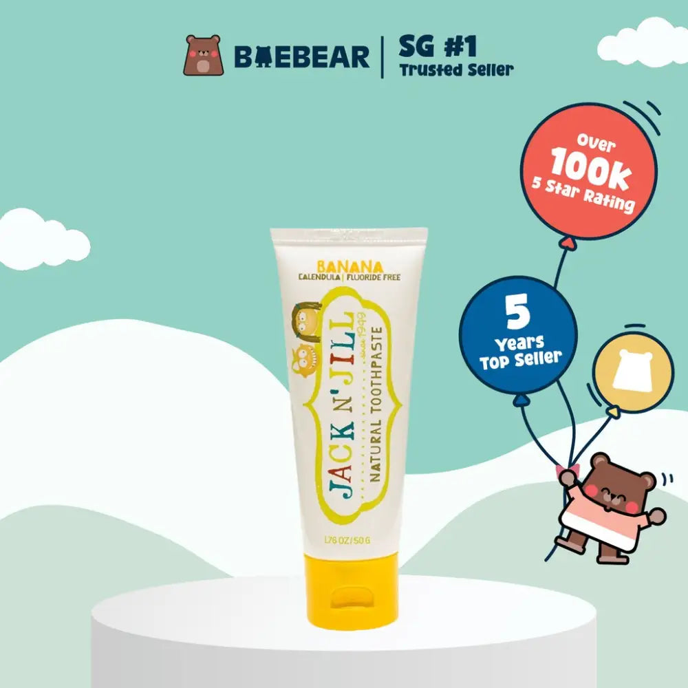 Jack N Jill Certified Organic Kids NATURAL CALENDULA Toothpaste I Toothbrush | Rinse cup (SG) Banana